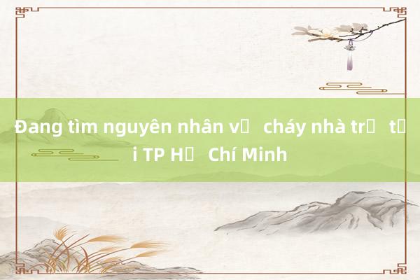 Đang tìm nguyên nhân vụ cháy nhà trọ tại TP Hồ Chí Minh